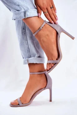 Damskie Boto Sandały Damskie Na Szpilce Klasyczne Szare Basilian