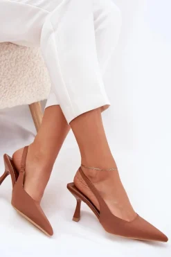 Boto Sandały Na Obcasie|Czółenka Klasyczne*Sandały Damskie Na Szpilce Camel Lunira Brązowy