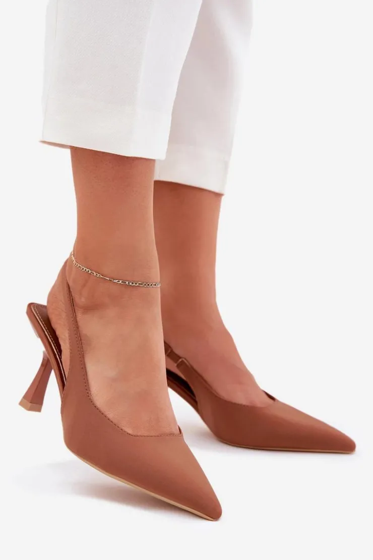 Boto Sandały Na Obcasie|Czółenka Klasyczne*Sandały Damskie Na Szpilce Camel Lunira Brązowy