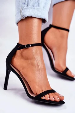 Boto Sandały Damskie Na Szpilce Klasyczne Czarne Basilian