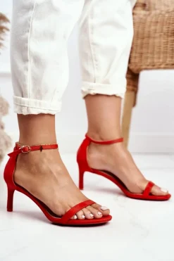 New Boto Sandały Damskie Na Szpilce Klasyczne Pomarańczowe Mintore