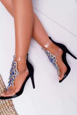 Damskie Boto Sandały Damskie Na Szpilce Lu Boo Zamszowe Czarne 2047-89 Milleni