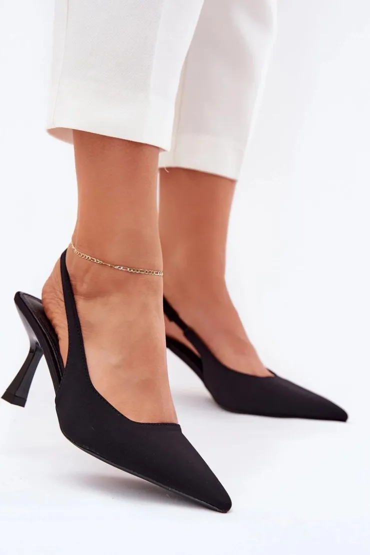 Hot Boto Sandały Damskie Na Szpilce Czarne Lunira Czarny