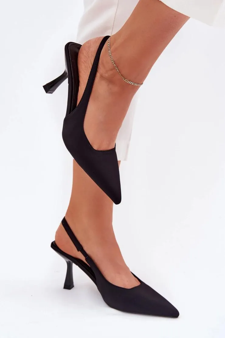 Hot Boto Sandały Damskie Na Szpilce Czarne Lunira Czarny