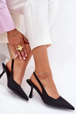 Hot Boto Sandały Damskie Na Szpilce Czarne Lunira Czarny