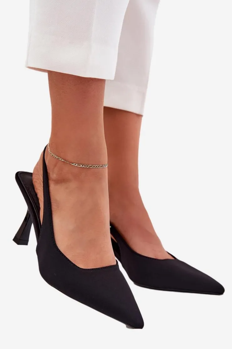 Hot Boto Sandały Damskie Na Szpilce Czarne Lunira Czarny