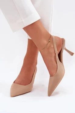 Boto Sandały Na Obcasie|Czółenka Klasyczne*Sandały Damskie Na Szpilce Beżowe Lunira