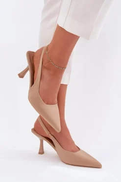 Boto Sandały Na Obcasie|Czółenka Klasyczne*Sandały Damskie Na Szpilce Beżowe Lunira