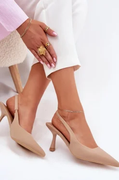 Boto Sandały Na Obcasie|Czółenka Klasyczne*Sandały Damskie Na Szpilce Beżowe Lunira