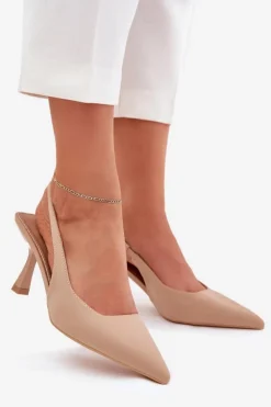 Boto Sandały Na Obcasie|Czółenka Klasyczne*Sandały Damskie Na Szpilce Beżowe Lunira