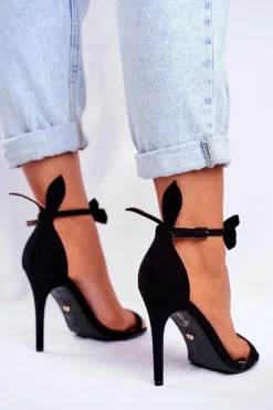 Damskie Boto Sandały Damskie Na Szpilce Królicze Uszka Czarne Honey Bunny