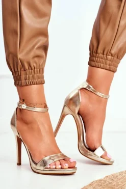 Boto Sandały Na Obcasie*Sandały Damskie Na Szpilce Złote Frenzy