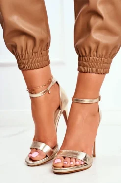 Boto Sandały Na Obcasie*Sandały Damskie Na Szpilce Złote Frenzy