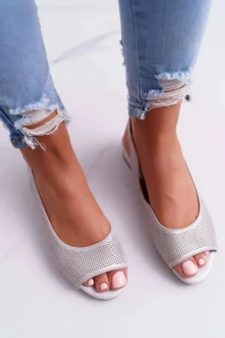 Damskie Buty Sergio Leone Sandały Damskie Płaski Obcas Sergio Leone SK809 Beżowe Skaldo