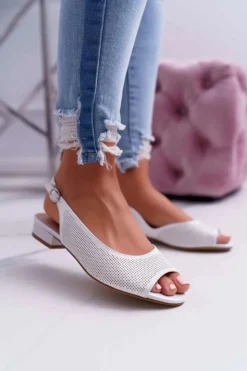 Buty Sergio Leone Sandały Damskie Płaski Obcas Sergio Leone SK809 Srebrne Skaldo