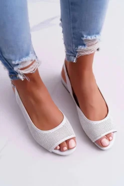 Buty Sergio Leone Sandały Damskie Płaski Obcas Sergio Leone SK809 Srebrne Skaldo