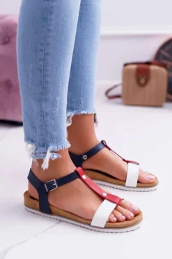 Damskie Evento Sandały Damskie Płaskie Profilowane 8SD35-0306 Kolorowe Dubi