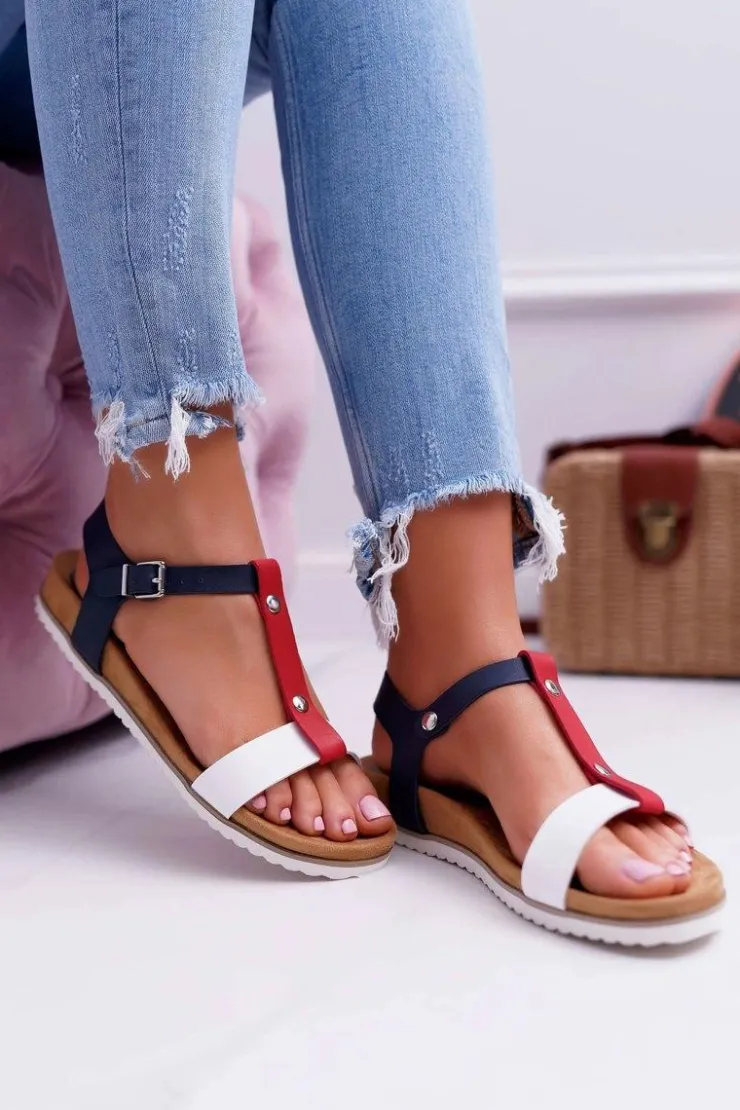 Damskie Evento Sandały Damskie Płaskie Profilowane 8SD35-0306 Kolorowe Dubi