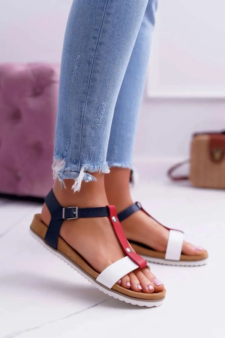 Damskie Evento Sandały Damskie Płaskie Profilowane 8SD35-0306 Kolorowe Dubi