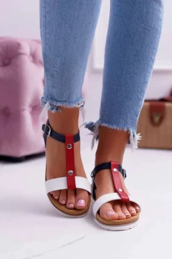 Damskie Evento Sandały Damskie Płaskie Profilowane 8SD35-0306 Kolorowe Dubi