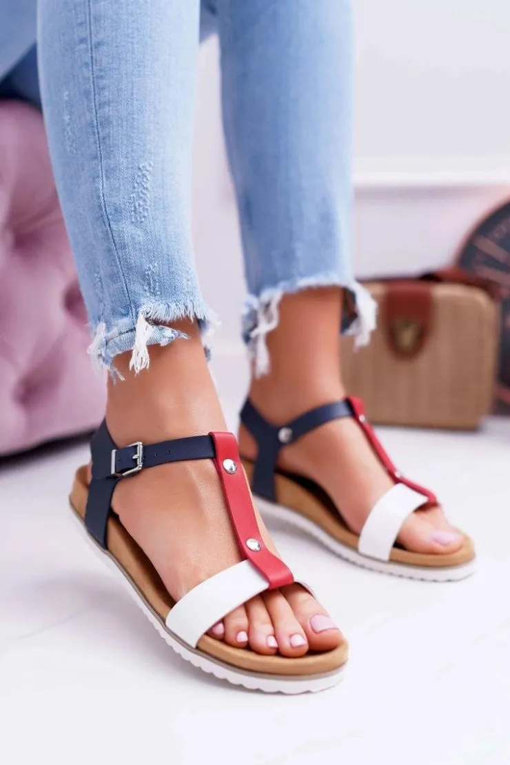 Damskie Evento Sandały Damskie Płaskie Profilowane 8SD35-0306 Kolorowe Dubi