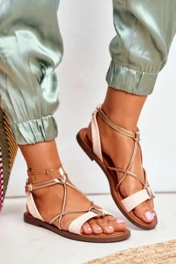 Damskie Boto Sandały Damskie Płaskie Różowe Alison