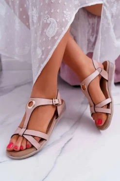 Damskie Damskie buty S.Barski Sandały Damskie Płaskie Różowe S.Barski Brimnes