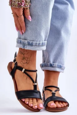 Damskie Damskie buty S.Barski Sandały Damskie Płaskie S.Barski KV-541-120 Czarne