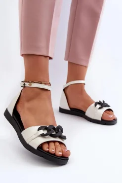 Damskie Buty damskie Vinceza Sandały Damskie Płaskie Z Łańcuchem Vinceza 17320 Białe