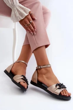 Buty damskie Vinceza Sandały Płaskie*Sandały Damskie Płaskie Z Łańcuchem Vinceza 17320 Złote