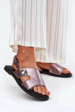 Buty damskie Vinceza Sandały Płaskie*Sandały Damskie Płaskie Z Ozdobnym Detalem Vinceza 17378 Srebrne Srebrny