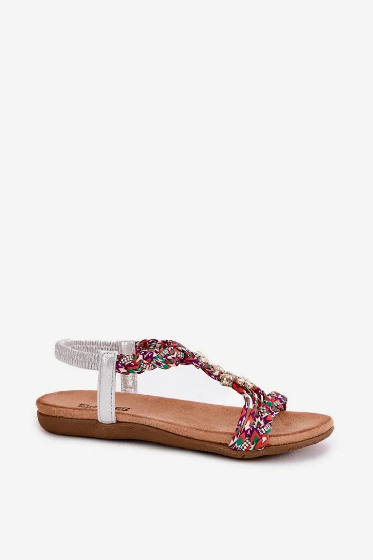 Damskie Artiker Sandały Damskie Płaskie Z Plecionymi Paskami I Przypinkami 54C1322 Multikolor