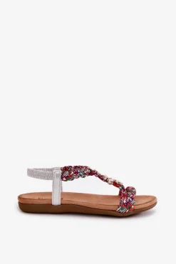 Damskie Artiker Sandały Damskie Płaskie Z Plecionymi Paskami I Przypinkami 54C1322 Multikolor