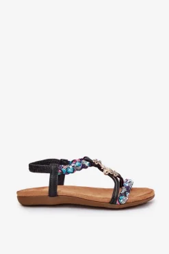 Damskie Artiker Sandały Damskie Płaskie Z Plecionymi Paskami I Przypinkami 54C1331 Czarne