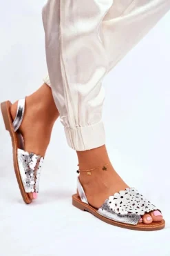 Damskie Evento Sandały Damskie Wsuwane Srebrne I Like Summer