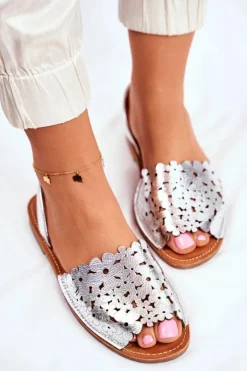 Damskie Evento Sandały Damskie Wsuwane Srebrne I Like Summer