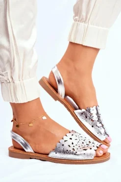 Damskie Evento Sandały Damskie Wsuwane Srebrne I Like Summer