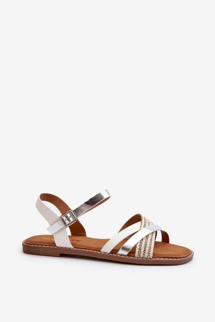 Damskie Buty Sergio Leone Sandały Damskie Z Eko Skóry Sergio Leone SK085H Białe