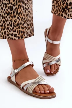 Damskie Buty Sergio Leone Sandały Damskie Z Eko Skóry Sergio Leone SK085H Białe