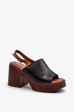 Buty damskie Vinceza Sandały Na Obcasie*Sandały Damskie Z Eko Skóry Na Masywnym Obcasie I Platformie Czarne Meeyah