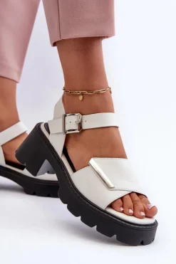 Buty damskie Vinceza Sandały Na Obcasie*Sandały Damskie Z Eko Skóry Na Obcasie I Platformie Vinceza 36257 Biały