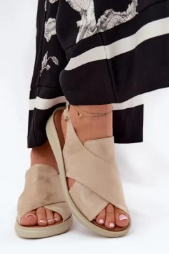 Damskie Boto Sandały Damskie Z Eko Skóry Złote Tosmelia