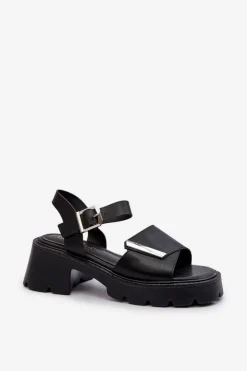 Sale Buty damskie Vinceza Sandały Damskie Z Eko Skóry Na Obcasie I Platformie Vinceza 36257 Czarne