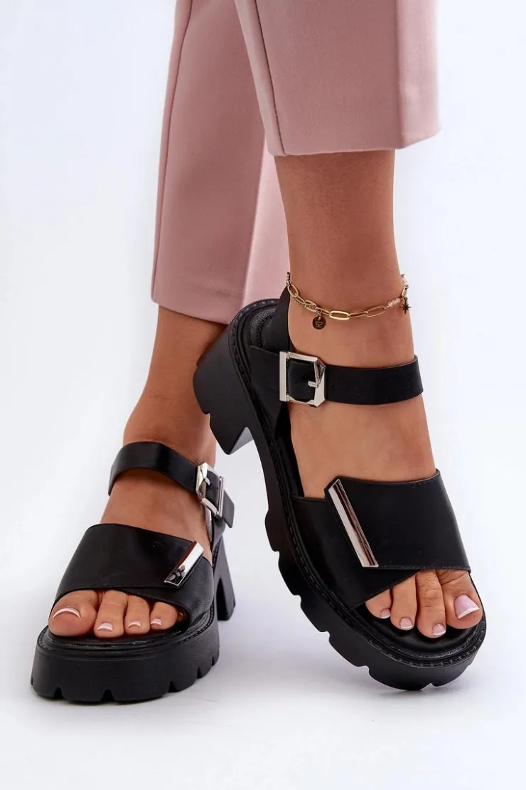 Sale Buty damskie Vinceza Sandały Damskie Z Eko Skóry Na Obcasie I Platformie Vinceza 36257 Czarne