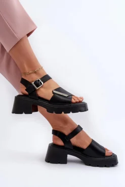 Sale Buty damskie Vinceza Sandały Damskie Z Eko Skóry Na Obcasie I Platformie Vinceza 36257 Czarne