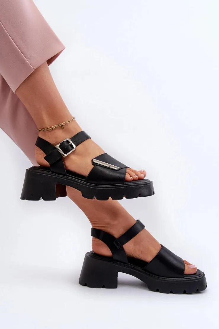 Sale Buty damskie Vinceza Sandały Damskie Z Eko Skóry Na Obcasie I Platformie Vinceza 36257 Czarne