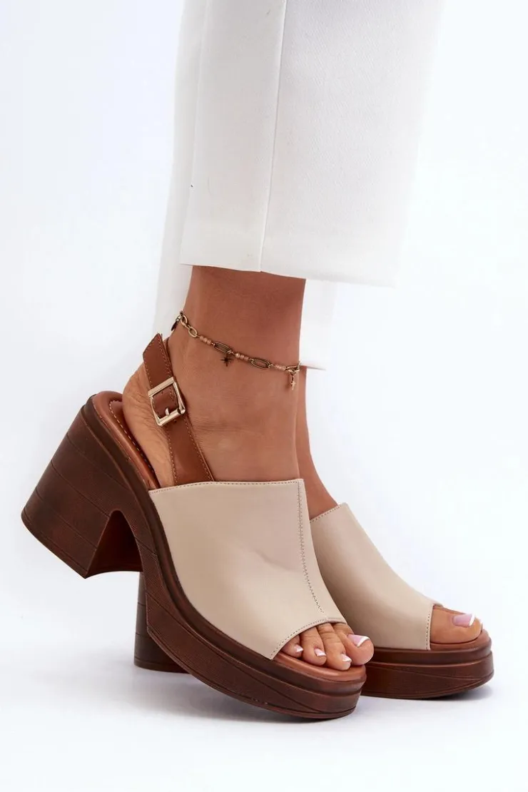 Damskie Buty damskie Vinceza Sandały Damskie Z Eko Skóry Na Masywnym Obcasie I Platformie Beżowe Meeyah