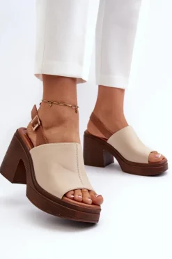 Damskie Buty damskie Vinceza Sandały Damskie Z Eko Skóry Na Masywnym Obcasie I Platformie Beżowe Meeyah