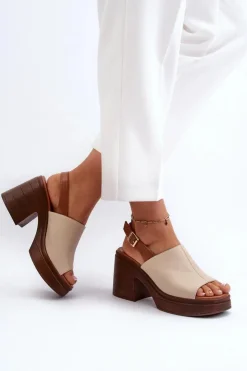 Damskie Buty damskie Vinceza Sandały Damskie Z Eko Skóry Na Masywnym Obcasie I Platformie Beżowe Meeyah