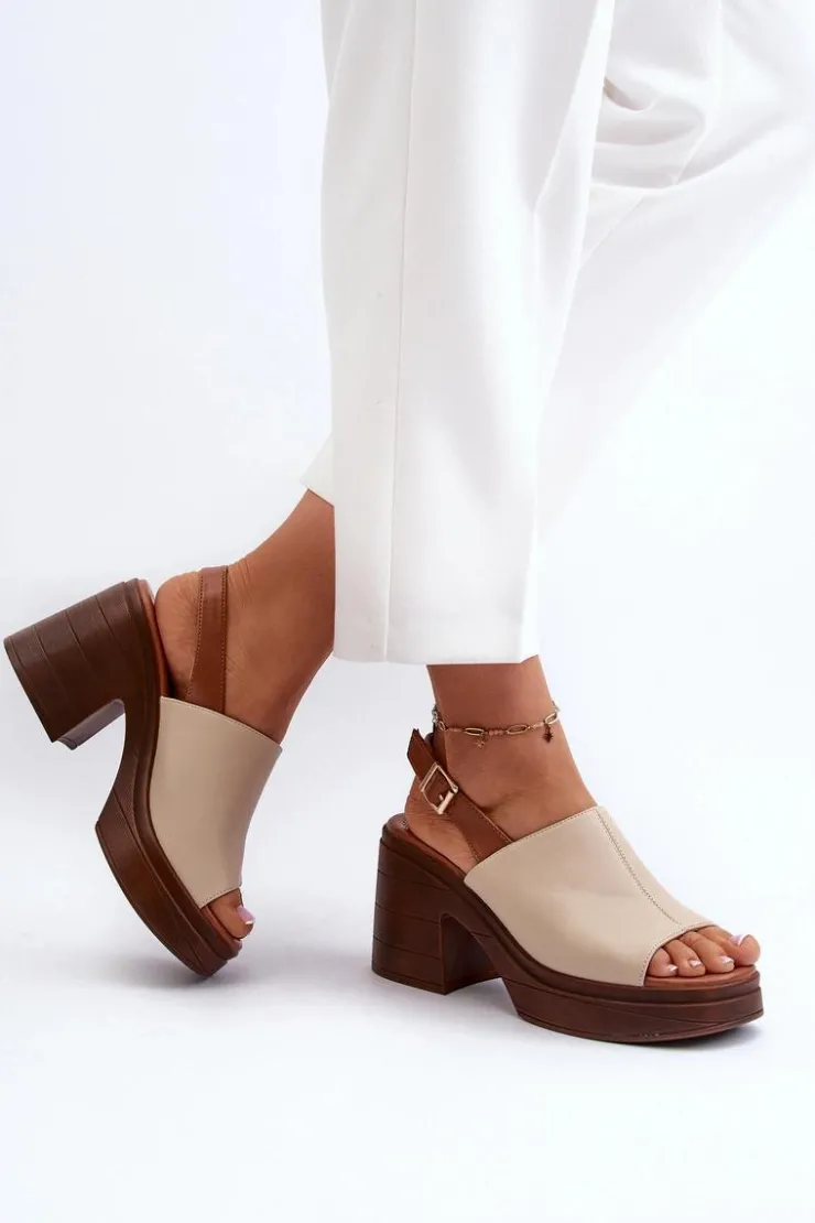 Damskie Buty damskie Vinceza Sandały Damskie Z Eko Skóry Na Masywnym Obcasie I Platformie Beżowe Meeyah